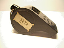 A VINTAGE , BLACK  BAKELITE / PLASTIC , ACME THUNDERER  " BR " RAILWAY WHISTLE .