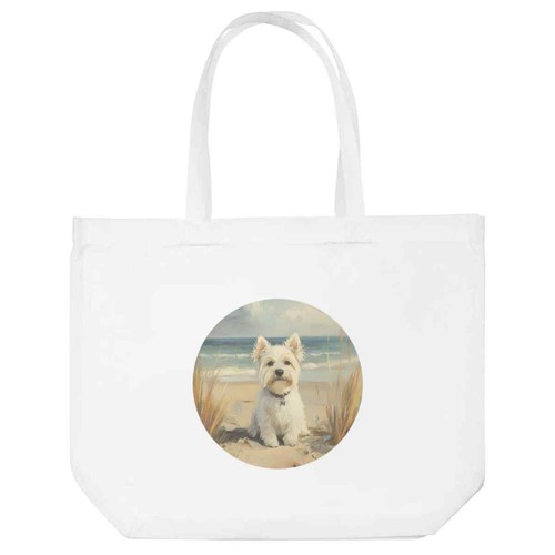 Westie dog beach tote - on,