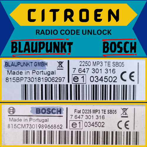 Radio code unlock - code,