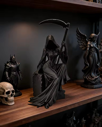 Printed sitting female grim - 3d,
