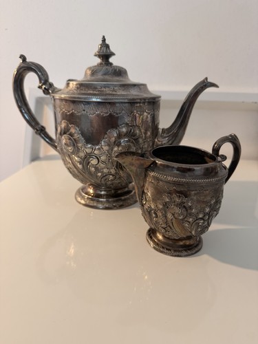 Antique silver plated - teapot, &