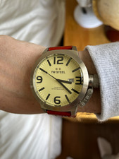 TW STEEL TW21 Mens Canteen Watch Tan Strap Champagne Dial 50mm