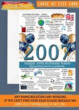 Personalised 18th Birthday A5 CARD 2007 Male Birth Year Brother Son Grandson