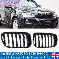 2* FOR BMW F25 X3 F26 X4 2010-2014 PRE-LCI GLOSS BLACK FRONT KIDNEY GRILLE GRILL