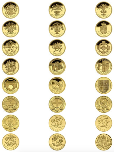 British one pound coins - one,