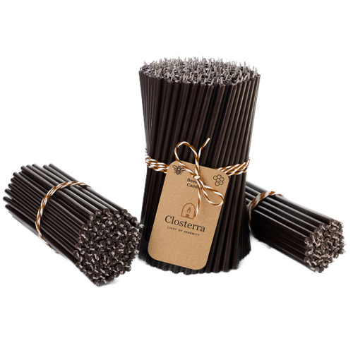Black beeswax taper candles - black,
