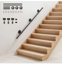 Handrails for Stairs SenDeluz 1.2M Metal Stair Handrail for Indoor Outdoor Black