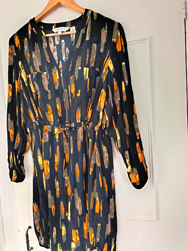 Apricot black abstract shirt - apricot,