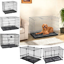 Pet Crate Metal Wire Cage For Dog Training Puppy Cat Folding Travel Carrier Tray