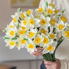 NEW Bunch of Faux Daffodils Flowers White/Yellow
