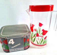 Vintage 1980s Red Green Floral