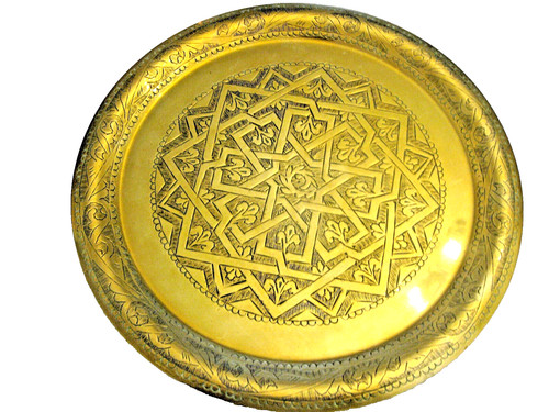 Vintage indian brass tray - vintage,