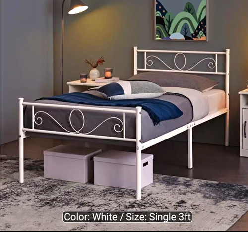 White metal bed frame - bed, single