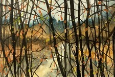 Original Landscape Art Watercolour & Ink Painting Whispering Woods.