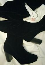 Primark Ladies Black velvet knee high boots UK 6  39.  STUNNING block heel SHOE