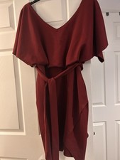 Chic Ladies Burgundy Quiz Dress Size 18