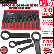 Neilsen 10pc Slogging Ring Spanner Set 24-50mm Heavy Duty Tool Roll - CT0570