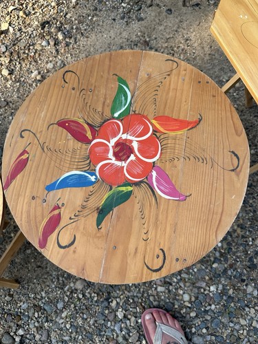 Vtg hand painted folding wood - vtg,