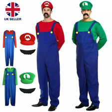 Mens Adult Super Mario and Luigi Fancy Dress Plumber Bros Halloween Costume