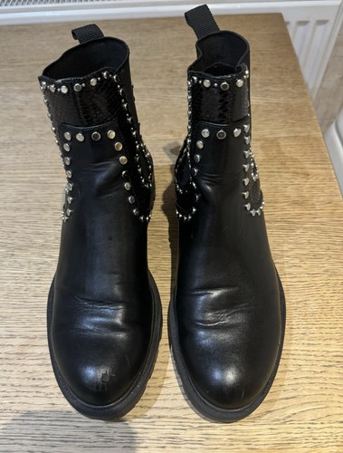 Zara black leather studded - zara,