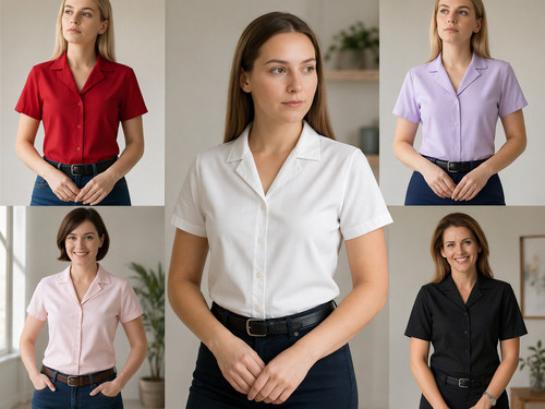 Women work blouse button - blouse,