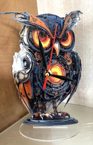 Clock steampunk owl cogs - owl,