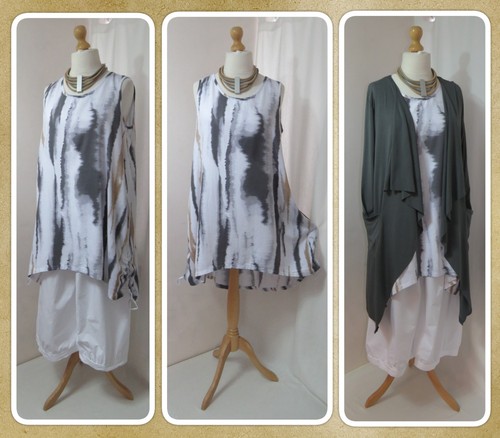 Bnwt lagenlook white grey - bnwt,, lagenlook,