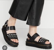Dr Martens Voss Black Leather Metal Stud Sandals Size 6.5