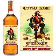 Personalised Sticker label for Captain Morgan Spiced Rum Bottle for Birthday any