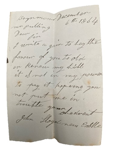 1864 handwritten letter - letter-, j