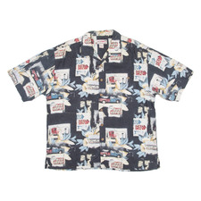 SUMMA Mens Hawaiian Shirt Blue Floral L