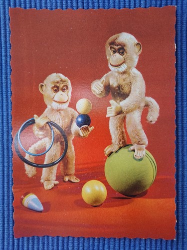 Old postcard monkeys circus - old,