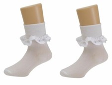 6 Pairs Black White Girls Frilly Lace Ankle Trainer Socks Size age 2-13+ years