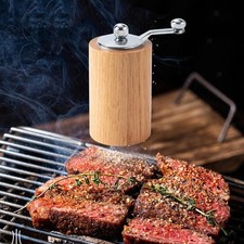 Pepper Grinder, Hand Crank Sesame Coffee Bean Salt Adjustable Wood Pepper Mill