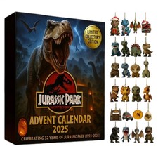 Jurassic Park calendar Christmas Dinosaur Advent 2025 24 Days Acrylic