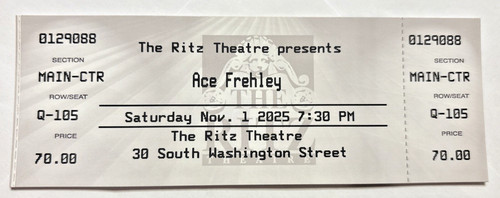 Unused ace frehley - frehley, ticket