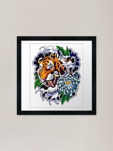 Japanese tiger tattoo framed - tiger,