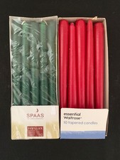 20 tapered candle : 24 cm long : Christmas colours red & green : dinner candles