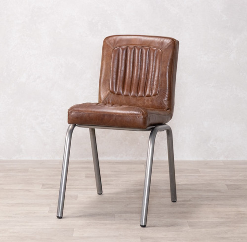 Chestnut leather dining chair - chestnut,