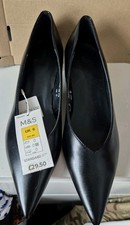 Marks And Spencer Ladies Black Kitten Heel Shoes Size 6 BNWT