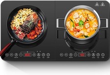 Double Induction Hob Cooker Glass Panel Independent Control 20 Temperature 