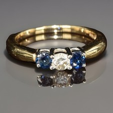 14k Gold Sapphire Diamond Ring