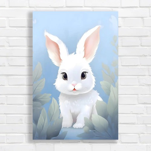 Adorable white rabbit canvas - white,