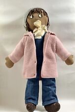 Handmade Fully Dressed Large 26” Rag Doll With Dungerees Hat Cardigan & Top