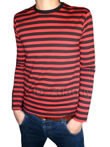 Mens striped shirt tee red - striped,