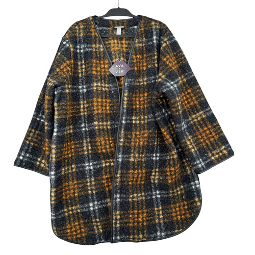 Ava viv plaid open front - &,