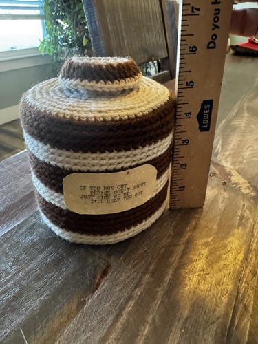 Beige and brown hand - brown, hand-crocheted