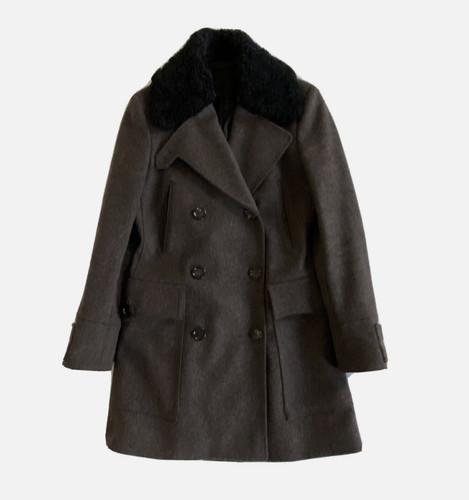 Burberry brown wool pea coat - wool,