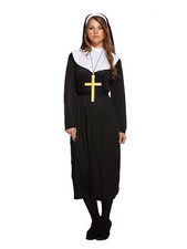 Ladies Nun Habit Costume Hen Party Fancy Dress Religious Sound of Music Outfits