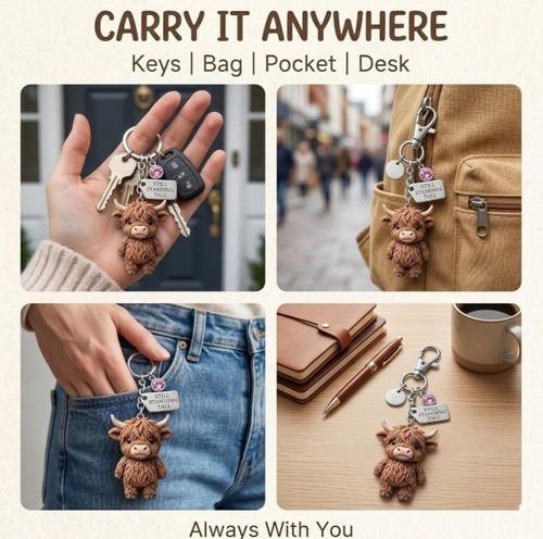 Highland cow keychain - highland,